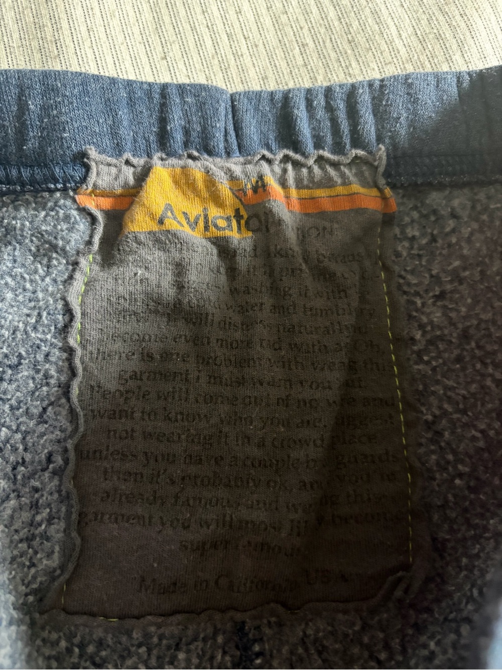 Aviator Nation Navy Track Pants with Neon Rainbow Side Stripes - Picture 3 of 3